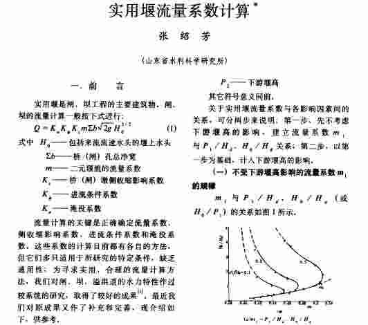 实用堰流量系数计算 张绍芳