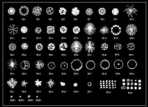 植物、盆景及树木平面CAD图块