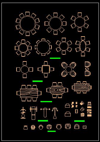 圆桌 餐桌 会议桌 健身器材CAD图块