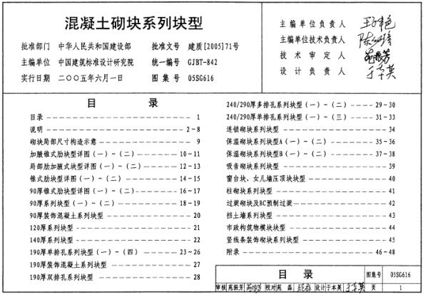 05SG616 混凝土砌块系列块型